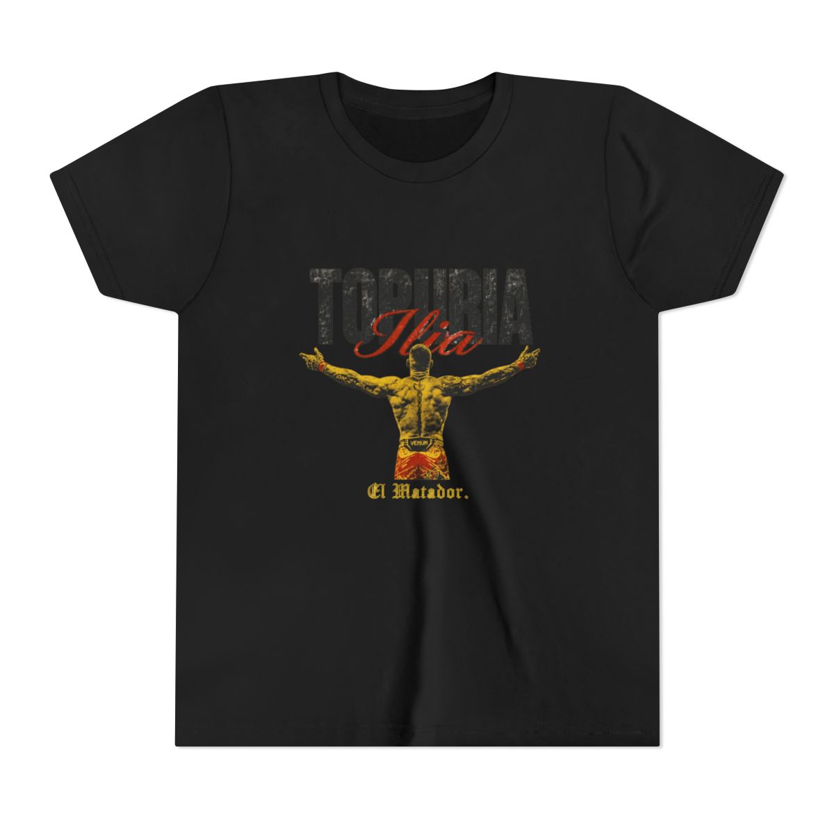 Ilia Topuria El Matador Back Kids T Shirt - alternate angle 2, merchandise